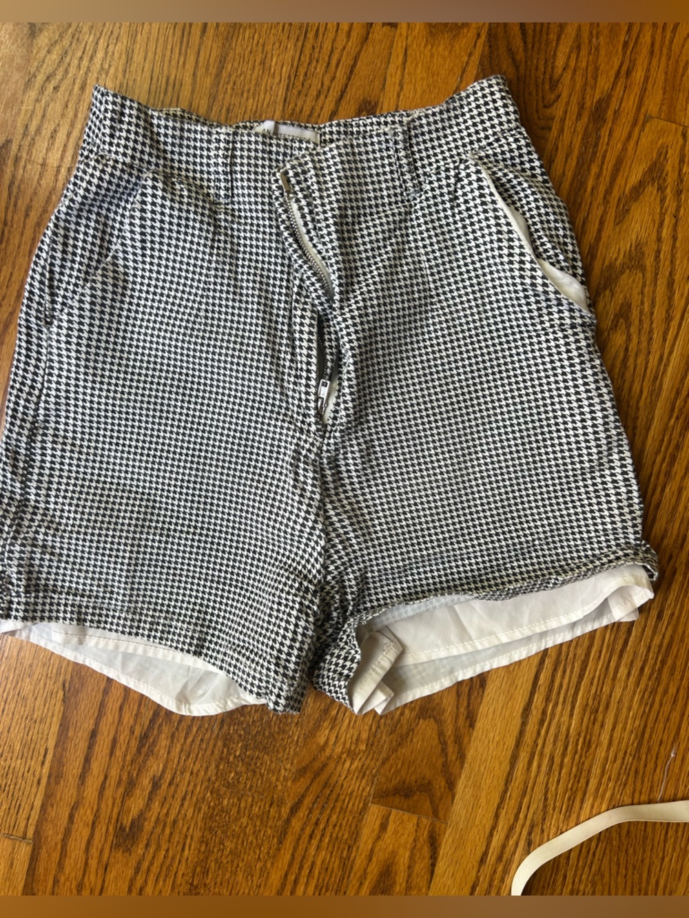 High-Waist Black and White Houndstooth Women’s Shorts